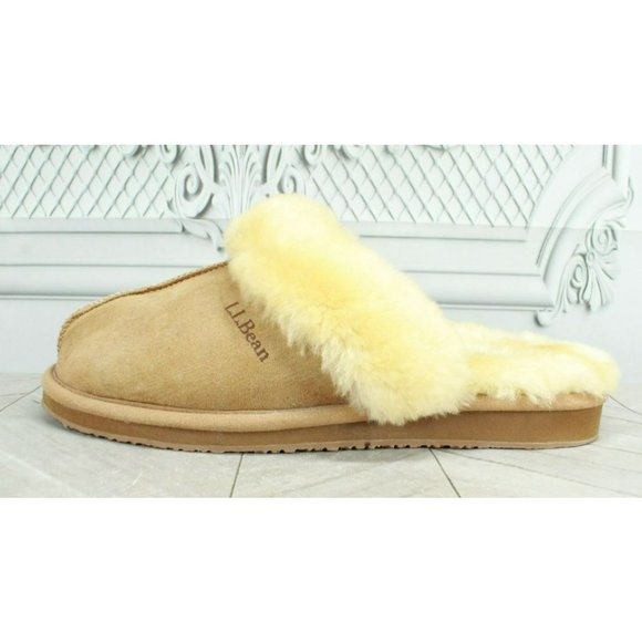 L.L. Bean Shoes - LL Bean Brown Suede Slip On Shearling Lined Clogs Slippers Size 9 M